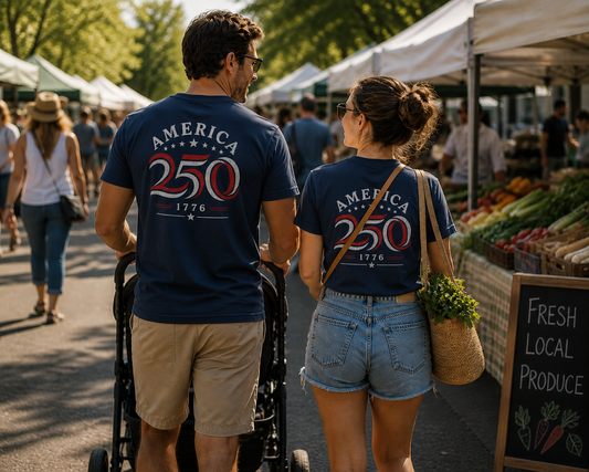 America 250 Vintage Patriotic T-Shirt Back Logo