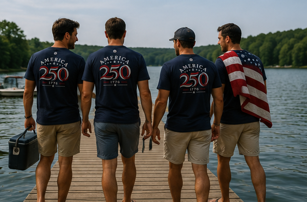America 250 Vintage Patriotic T-Shirt Back Logo